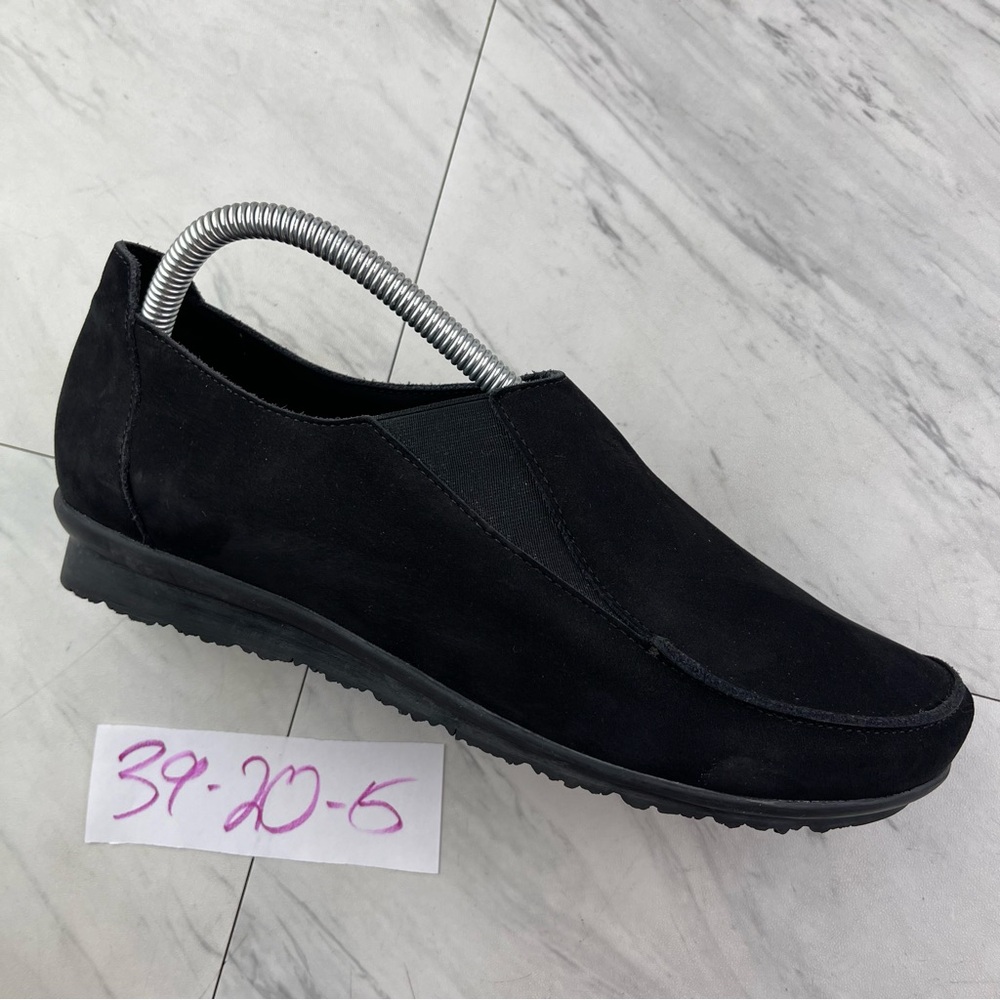 •Arche Ln Womens 39/8.5-9 slip on Loafer Shoes black Nubuck Comfort Casual